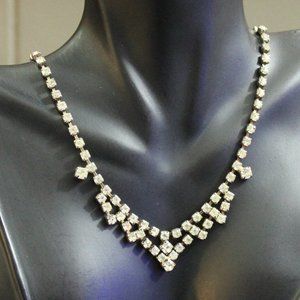 Vintage White Rhinestone Choker Necklace